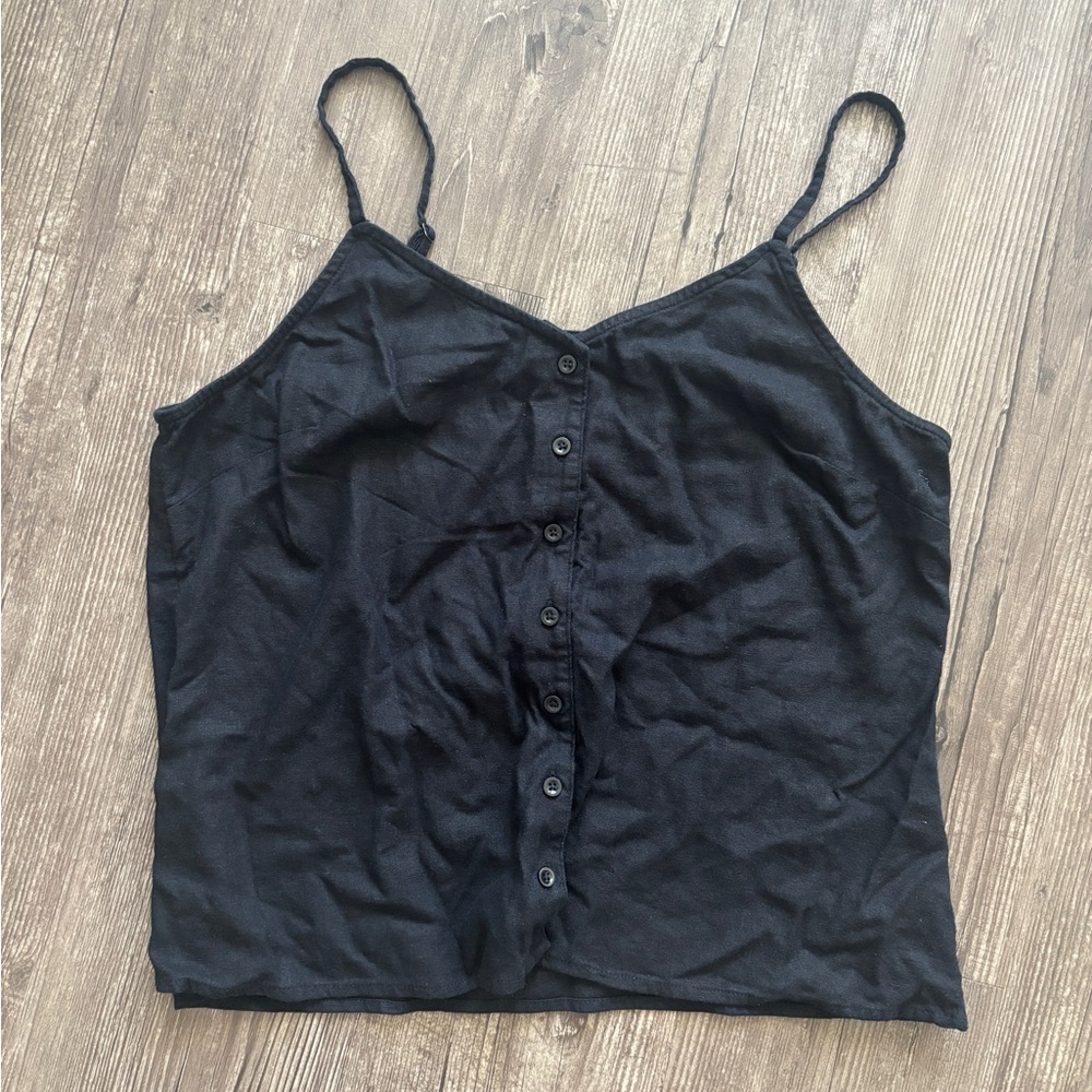 Treasure & Bond Black Button-Up Tank Top